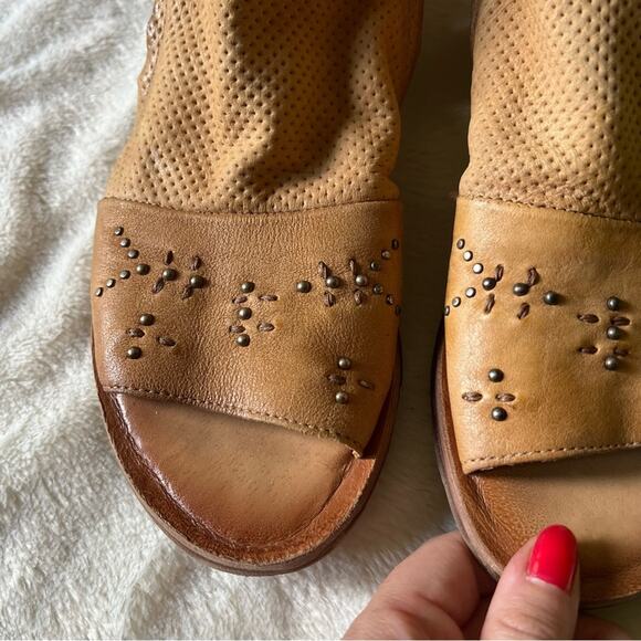 Miz Mooz Fifi Tan Leather Embellished Sandals - Picture 6 of 11